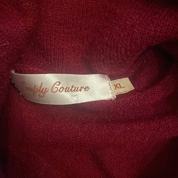 Simply Couture Pearl Accented Burgundy Over Sweater XL - Picture 4 of 5
